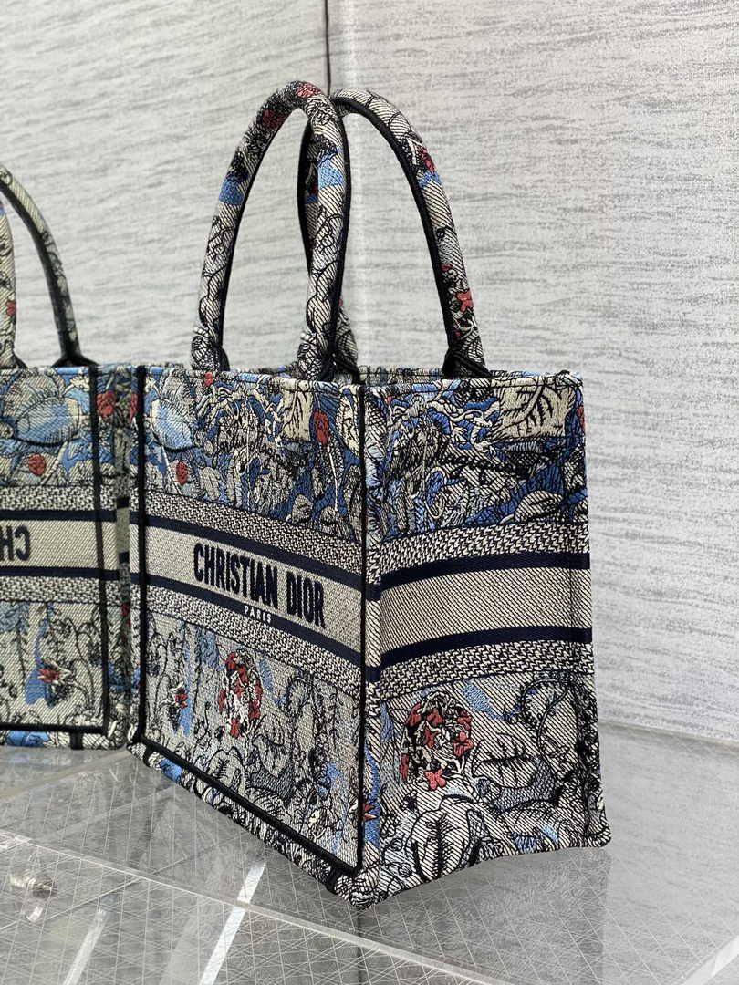 Dior Small Book Tote M1265 Toile de Jouy Embroidery M3562