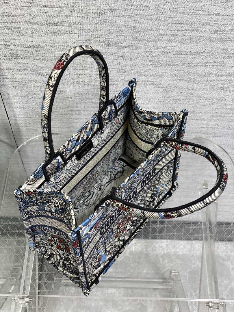 Dior Small Book Tote M1265 Toile de Jouy Embroidery M3562