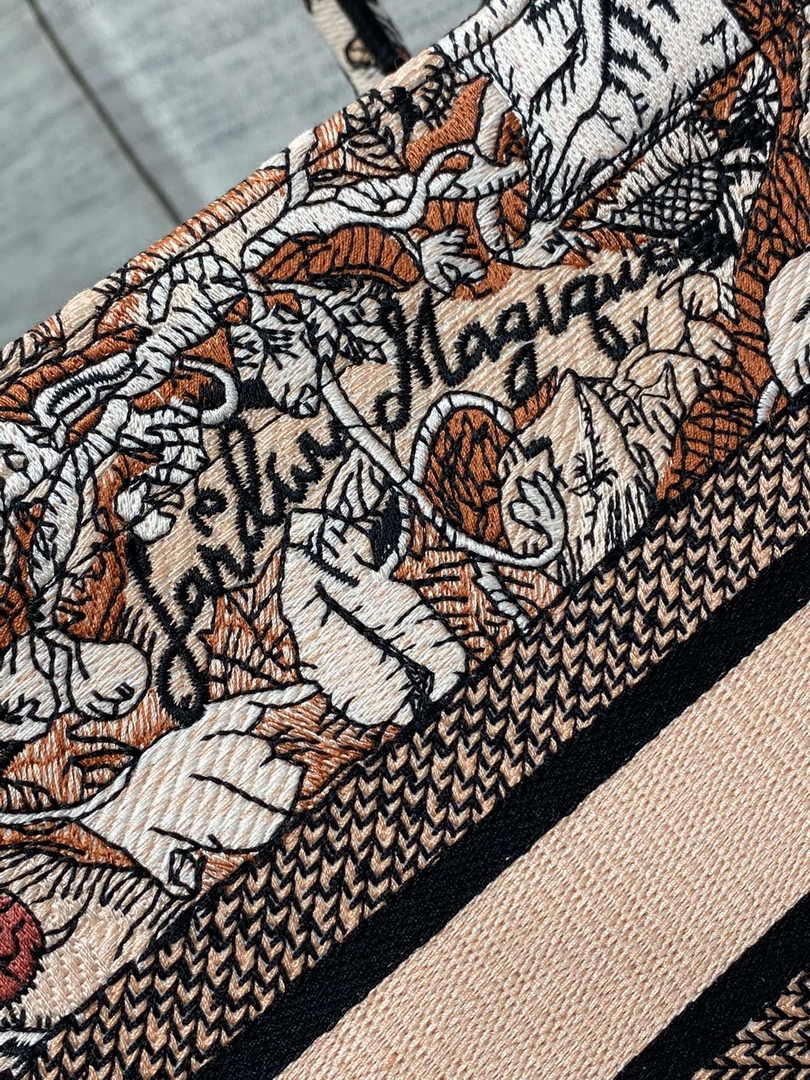 Dior Small Book Tote M1265 Toile de Jouy Embroidery M3563