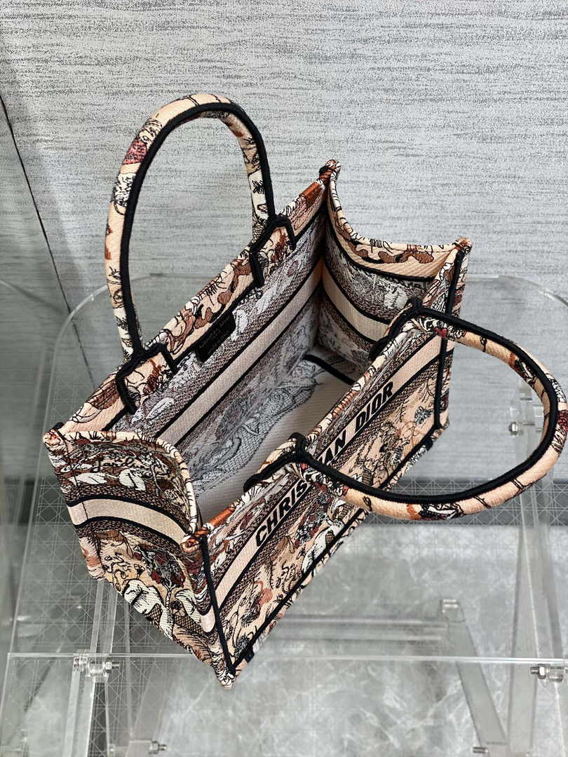 Dior Small Book Tote M1265 Toile de Jouy Embroidery M3563