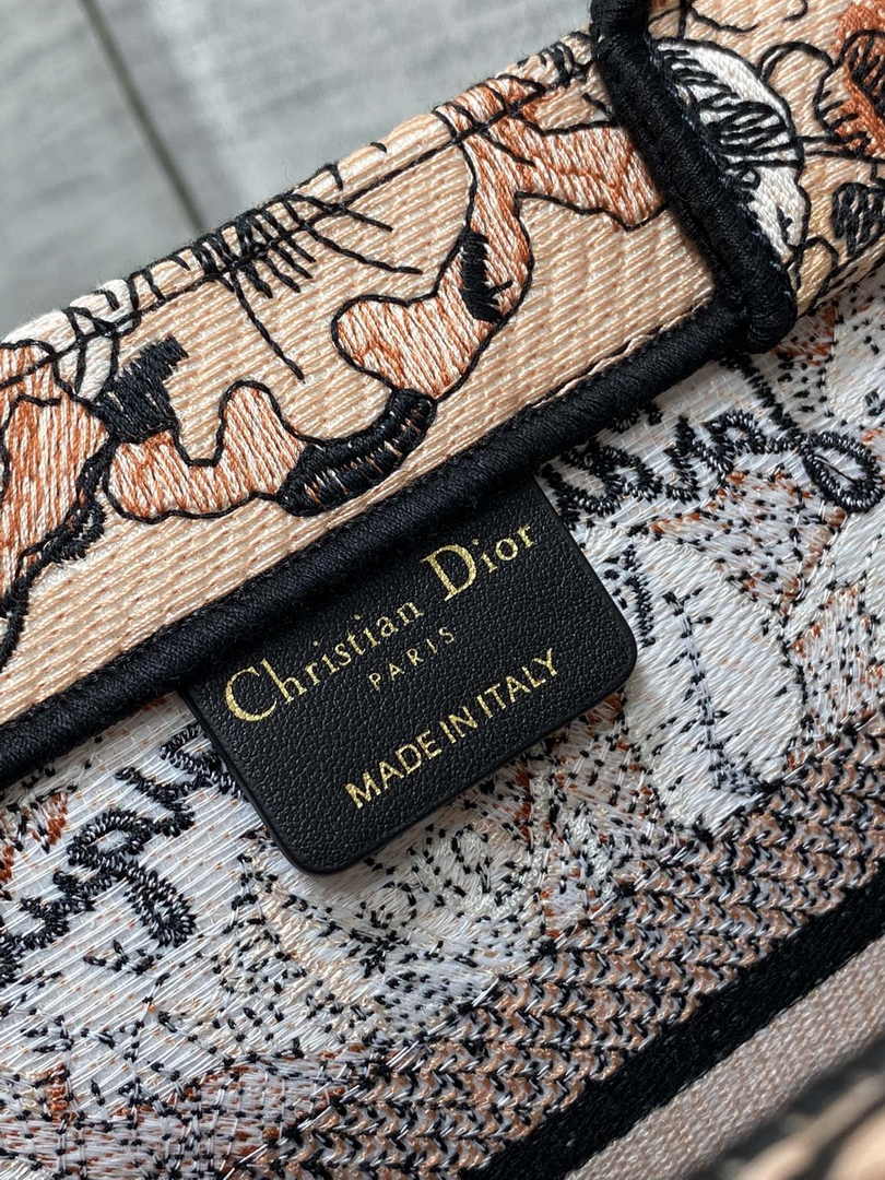 Dior Small Book Tote M1265 Toile de Jouy Embroidery M3563