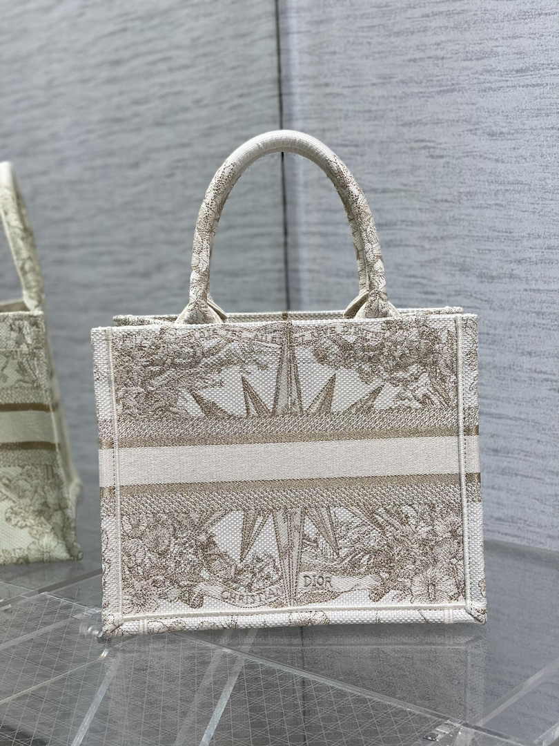 Dior Small Book Tote M1265 Toile de Jouy Embroidery M3523