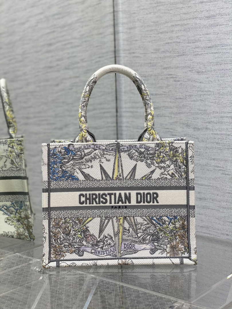 Dior Small Book Tote M1265 Toile de Jouy Embroidery M3524