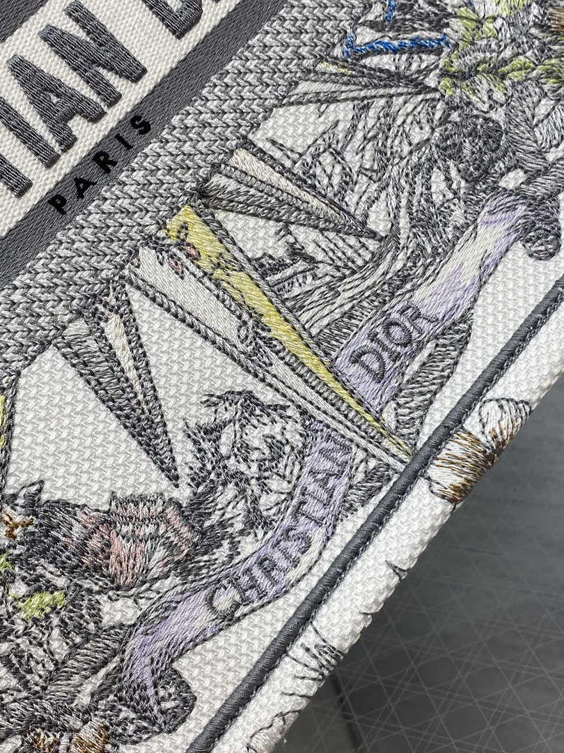 Dior Small Book Tote M1265 Toile de Jouy Embroidery M3524