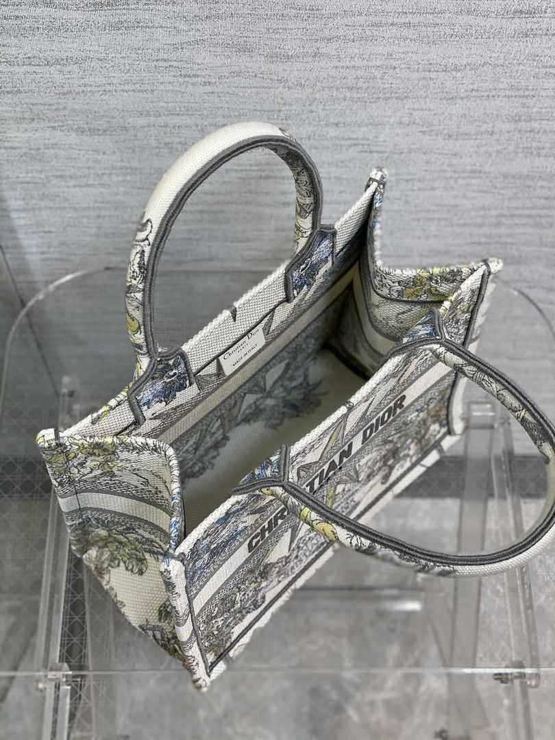 Dior Small Book Tote M1265 Toile de Jouy Embroidery M3524