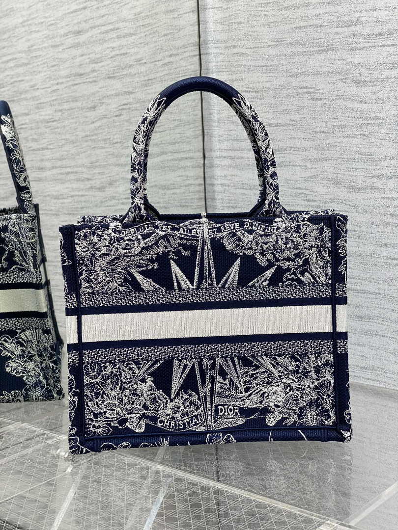 Dior Small Book Tote M1265 Toile de Jouy Embroidery M3525