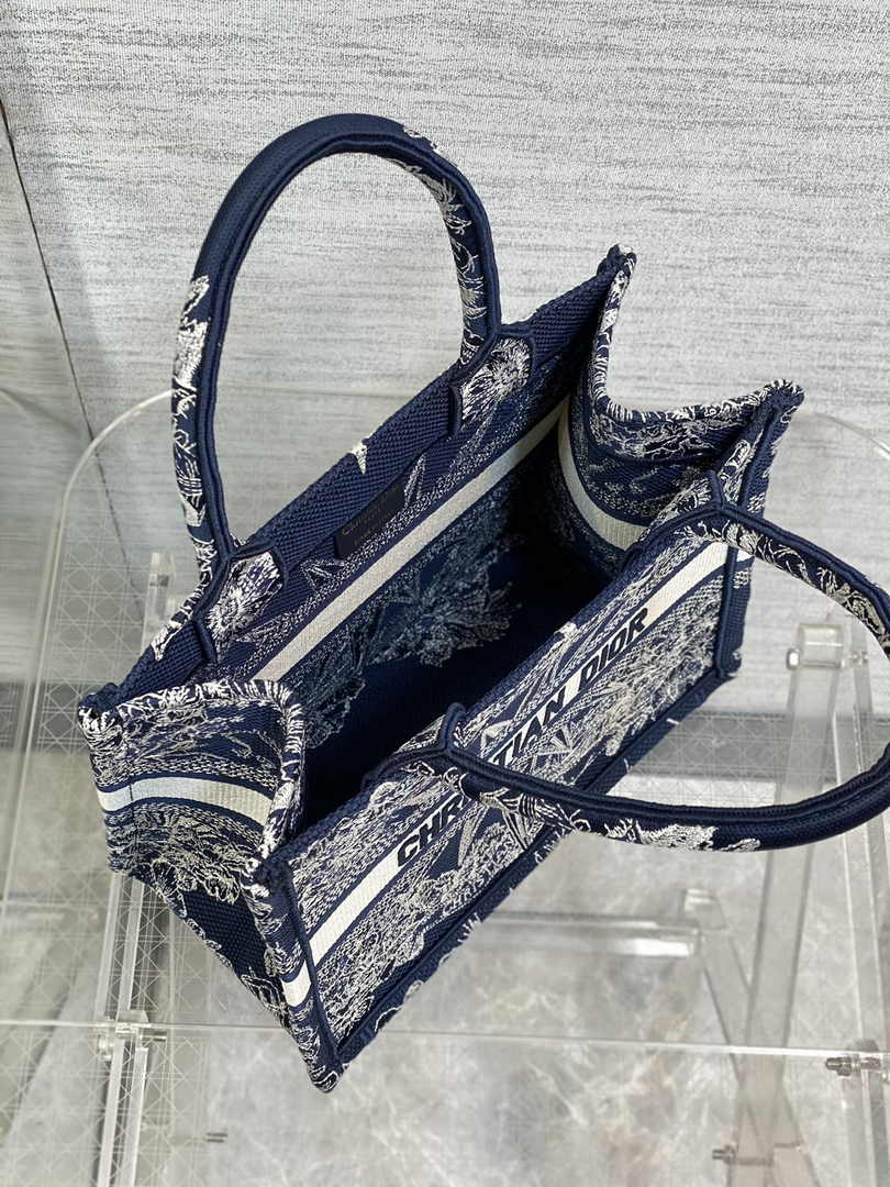 Dior Small Book Tote M1265 Toile de Jouy Embroidery M3525