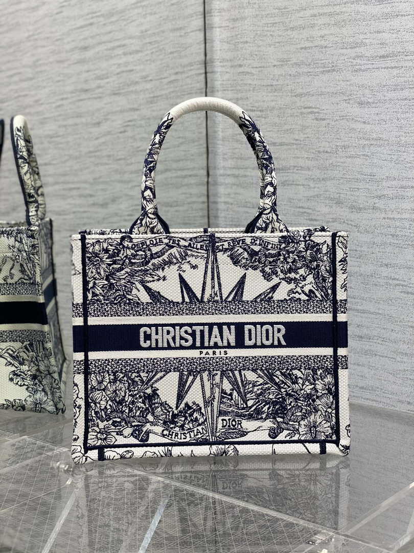 Dior Small Book Tote M1265 Toile de Jouy Embroidery M3526