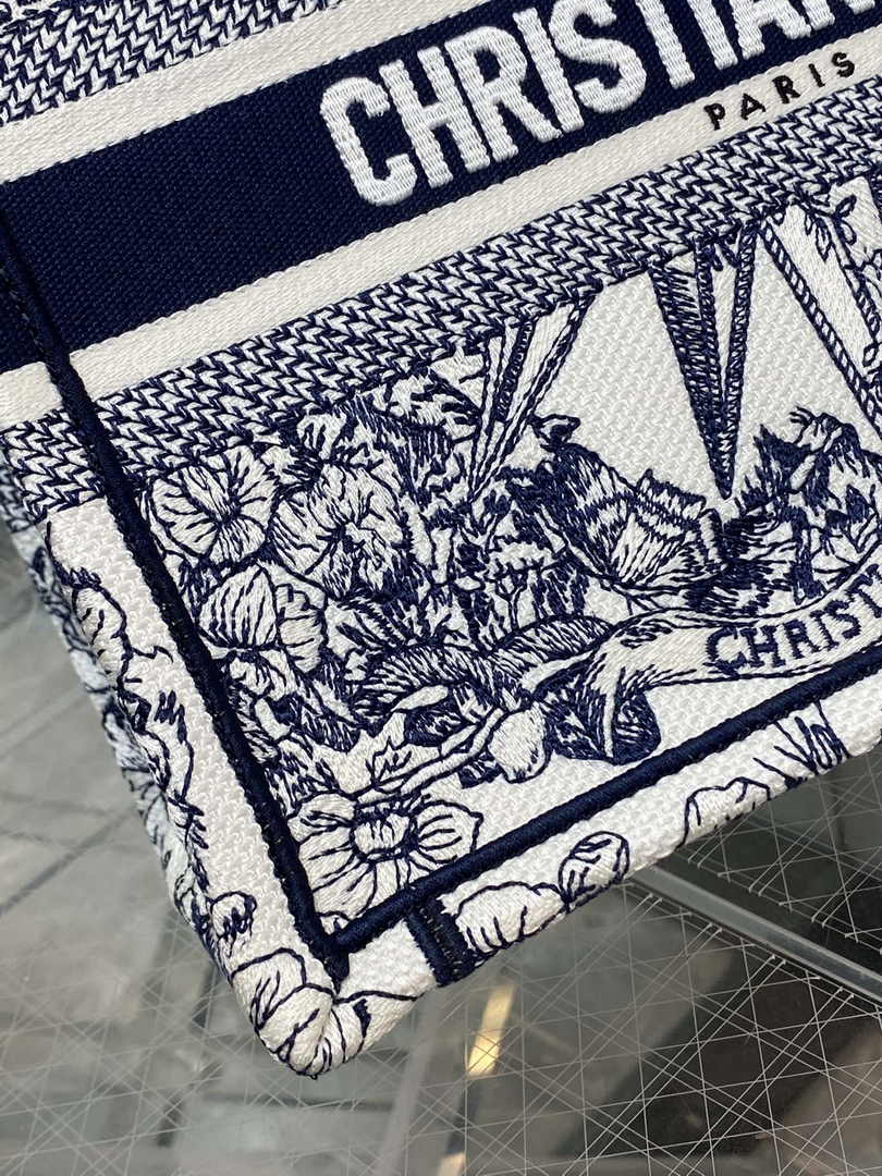 Dior Small Book Tote M1265 Toile de Jouy Embroidery M3526