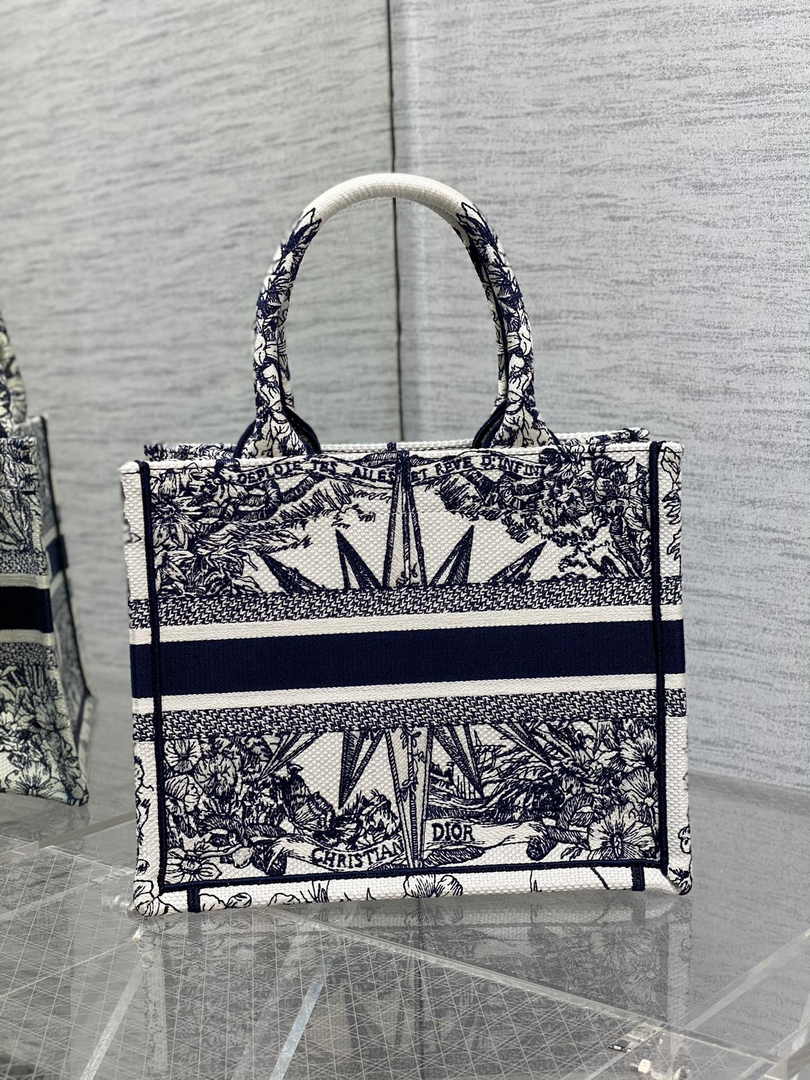 Dior Small Book Tote M1265 Toile de Jouy Embroidery M3526