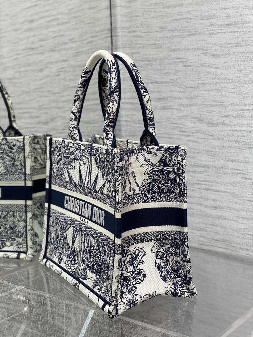 Dior Small Book Tote M1265 Toile de Jouy Embroidery M3526
