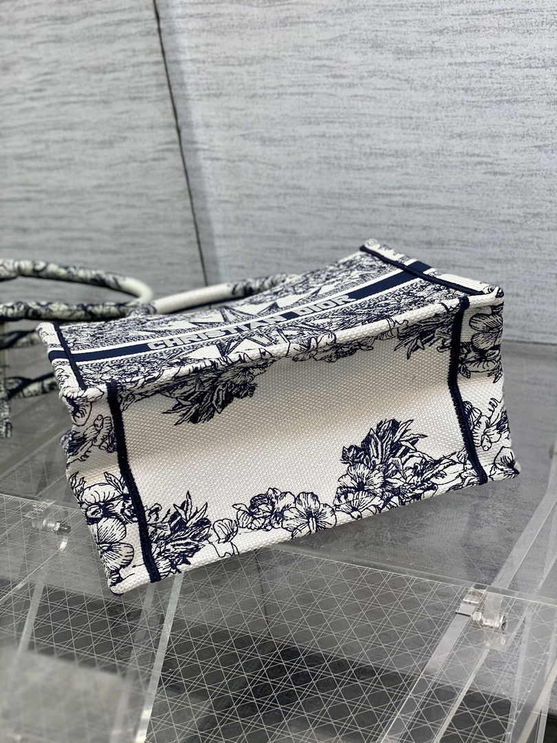 Dior Small Book Tote M1265 Toile de Jouy Embroidery M3526