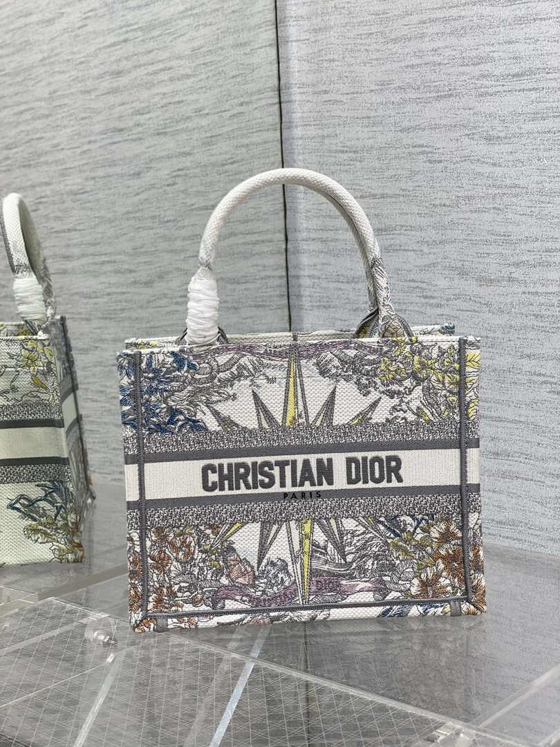 Dior Small Book Tote M1265 Toile de Jouy Embroidery M3527