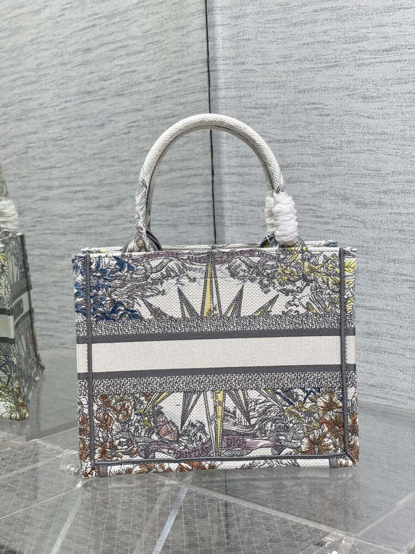 Dior Small Book Tote M1265 Toile de Jouy Embroidery M3527