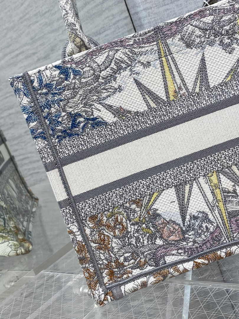 Dior Small Book Tote M1265 Toile de Jouy Embroidery M3527