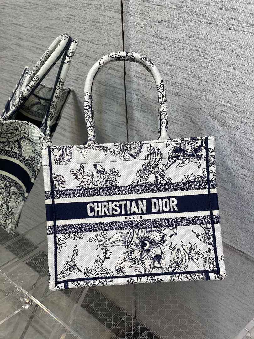 Dior Small Book Tote M1265 Toile de Jouy Embroidery M3554