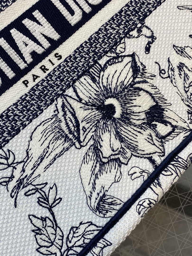 Dior Small Book Tote M1265 Toile de Jouy Embroidery M3554