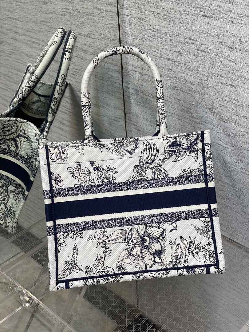 Dior Small Book Tote M1265 Toile de Jouy Embroidery M3554