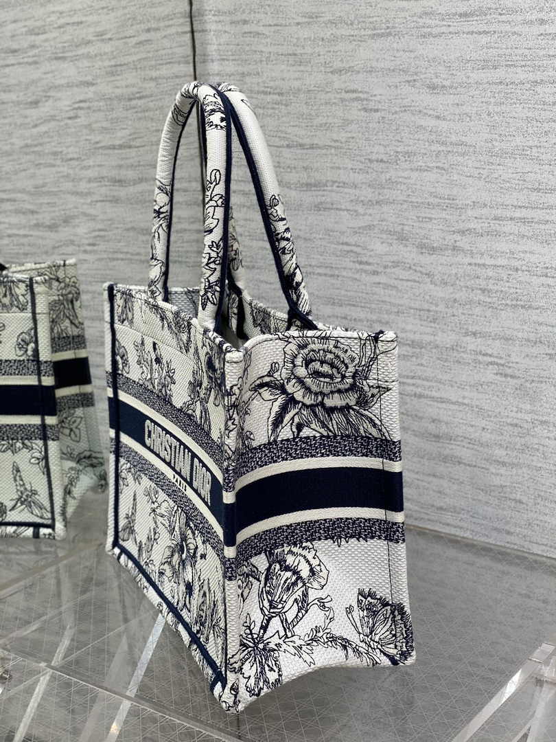 Dior Small Book Tote M1265 Toile de Jouy Embroidery M3554