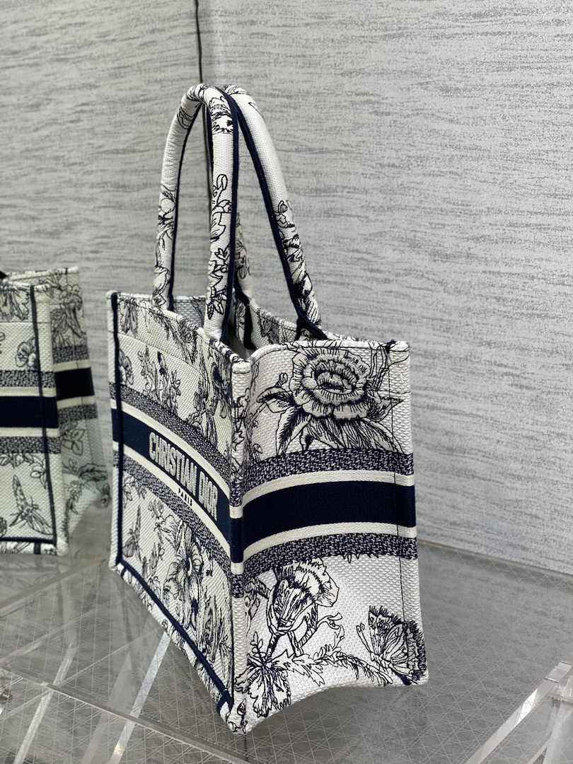 Dior Small Book Tote M1265 Toile de Jouy Embroidery M3554