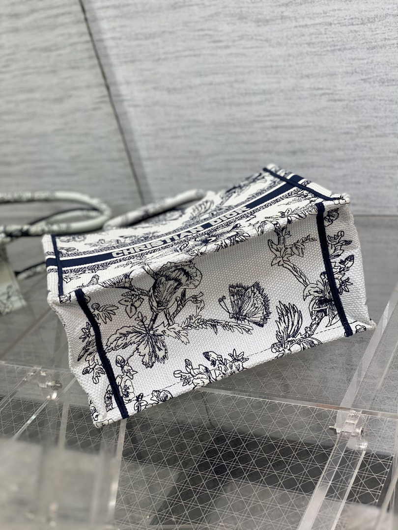 Dior Small Book Tote M1265 Toile de Jouy Embroidery M3554