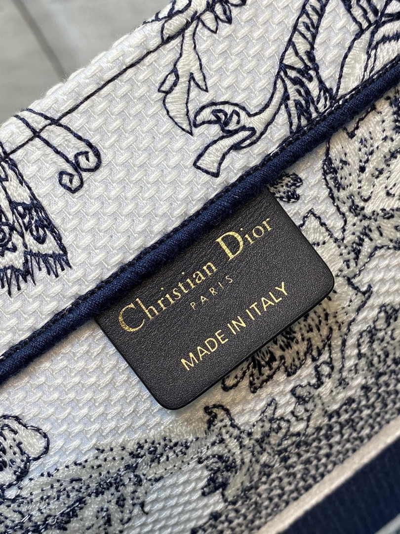 Dior Small Book Tote M1265 Toile de Jouy Embroidery M3554