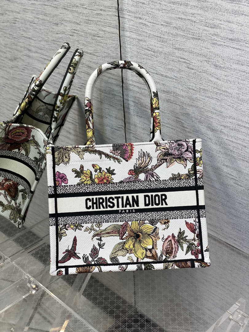 Dior Small Book Tote M1265 Toile de Jouy Embroidery M3551