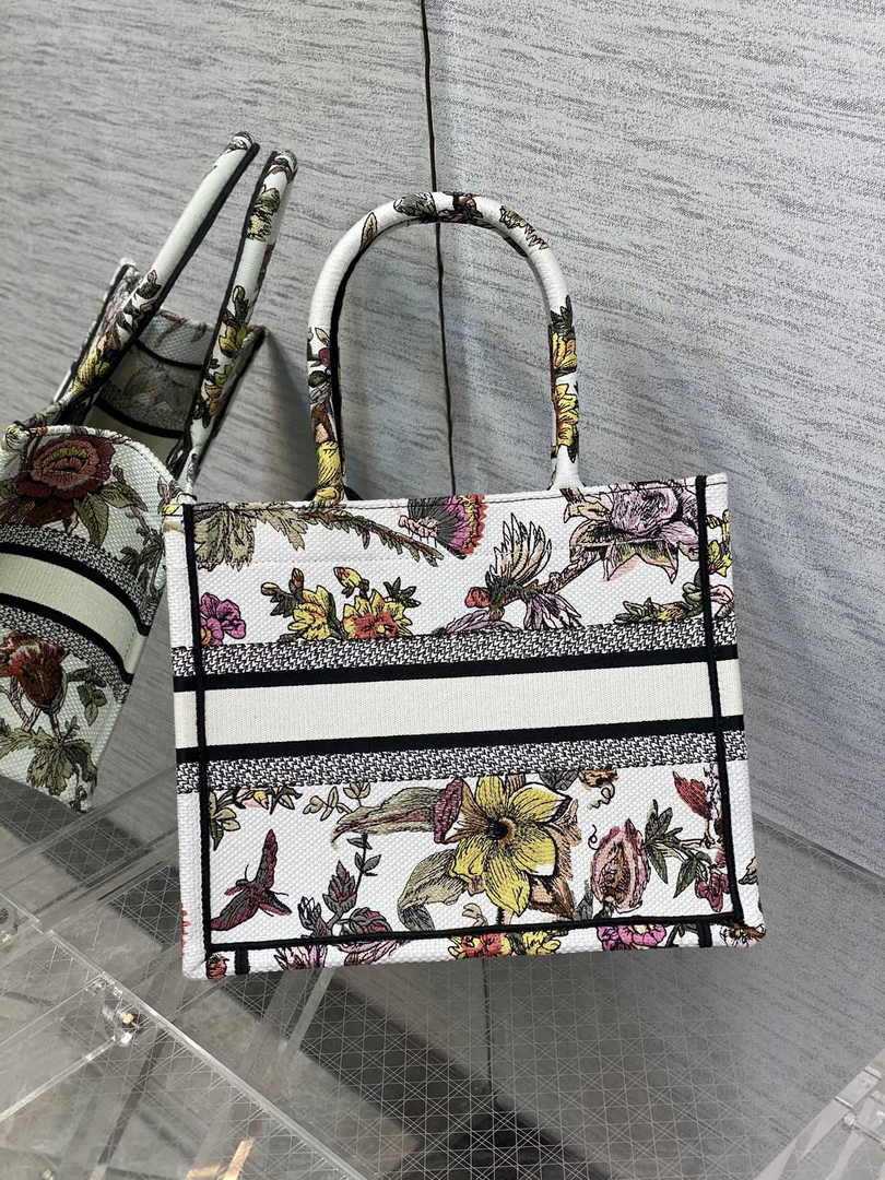 Dior Small Book Tote M1265 Toile de Jouy Embroidery M3551