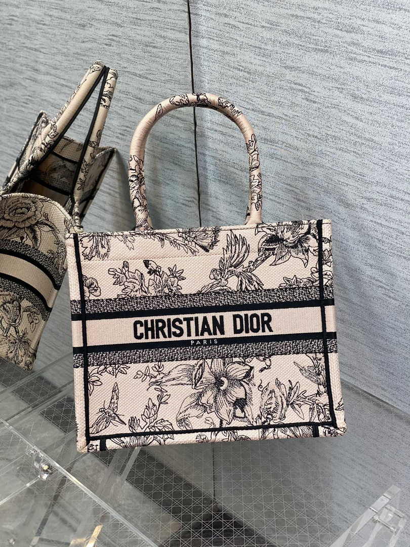 Dior Small Book Tote M1265 Toile de Jouy Embroidery M3552