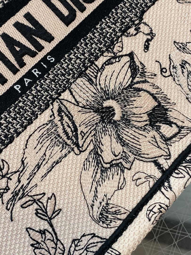 Dior Small Book Tote M1265 Toile de Jouy Embroidery M3552