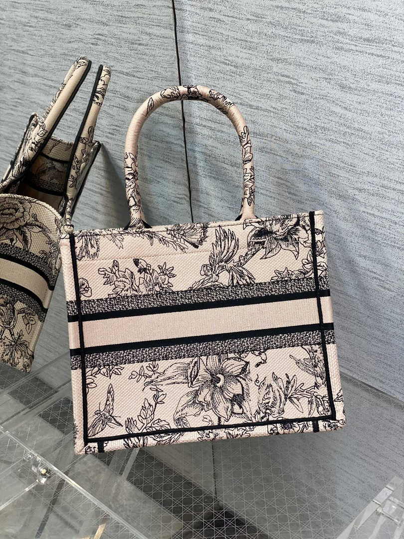 Dior Small Book Tote M1265 Toile de Jouy Embroidery M3552