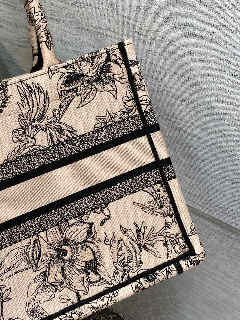 Dior Small Book Tote M1265 Toile de Jouy Embroidery M3552
