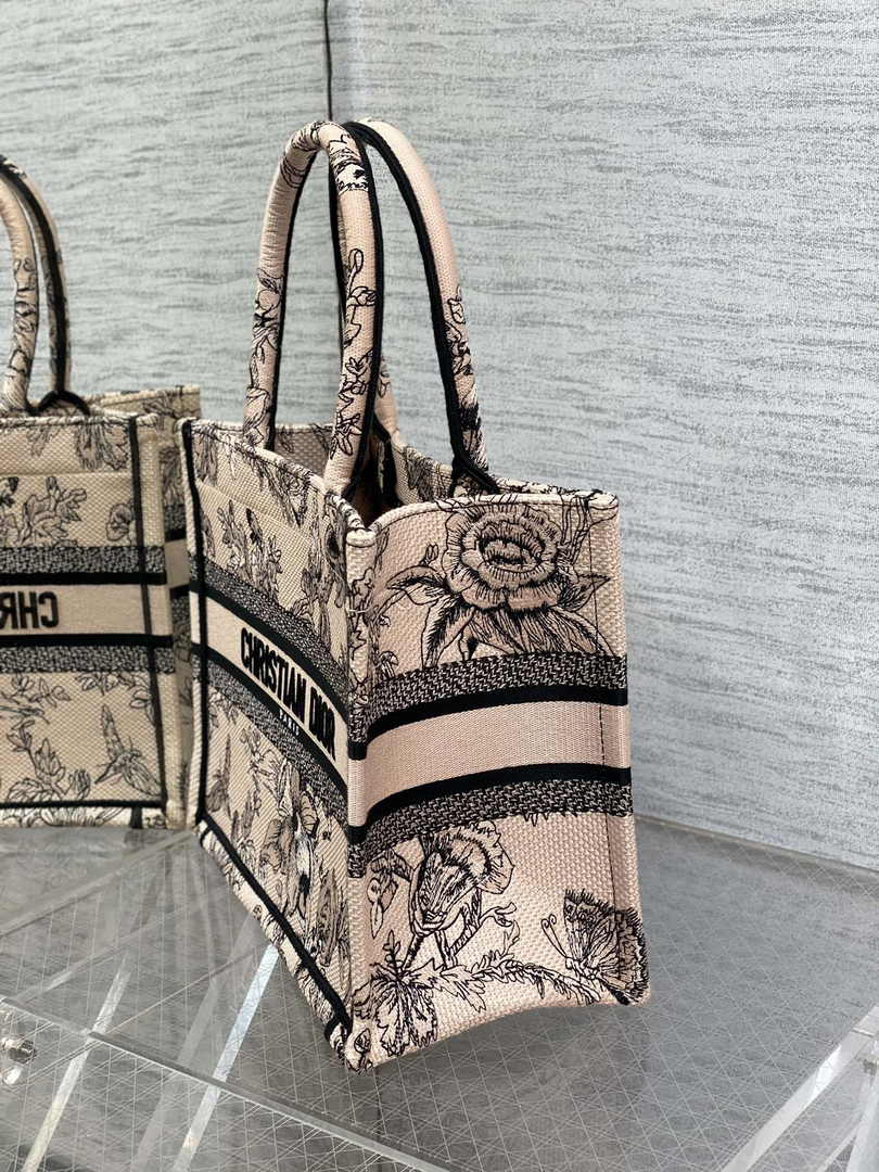Dior Small Book Tote M1265 Toile de Jouy Embroidery M3552