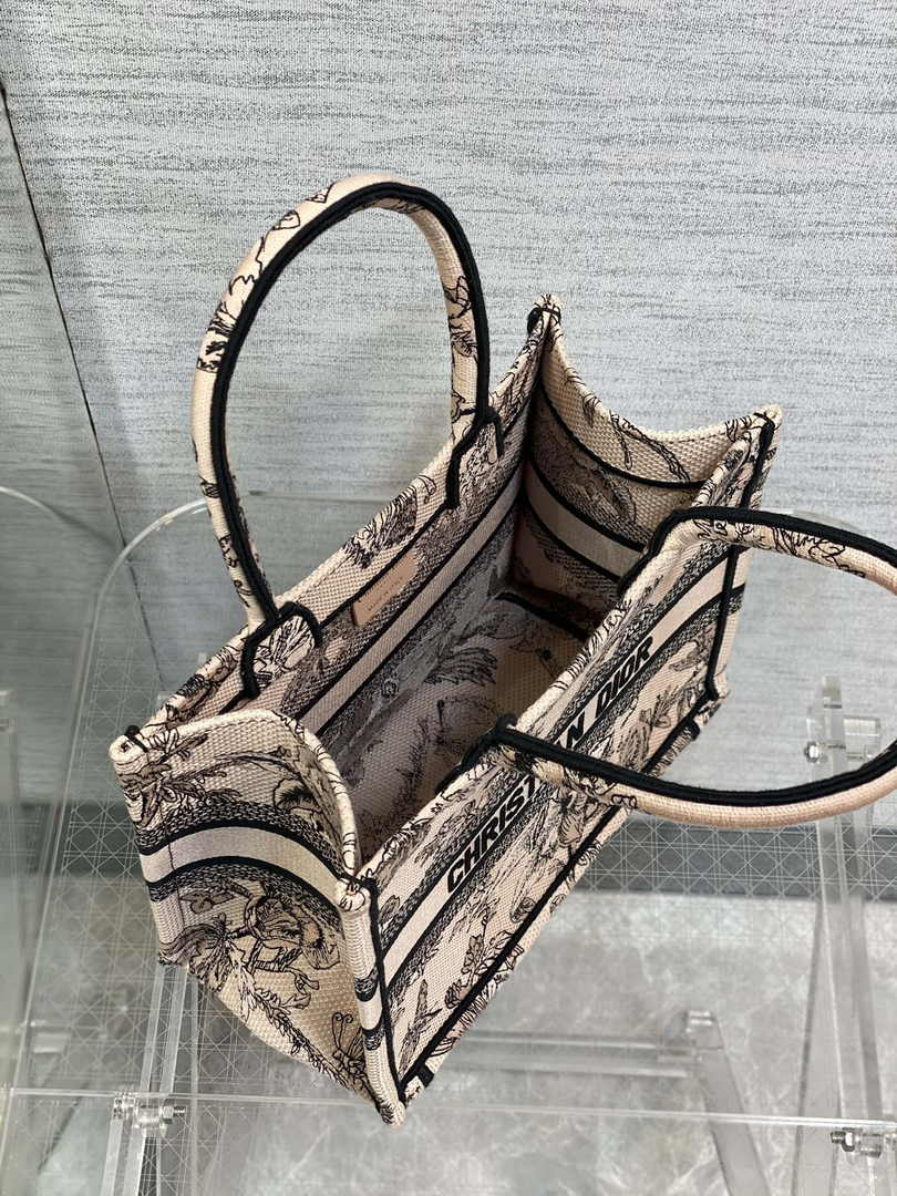 Dior Small Book Tote M1265 Toile de Jouy Embroidery M3552