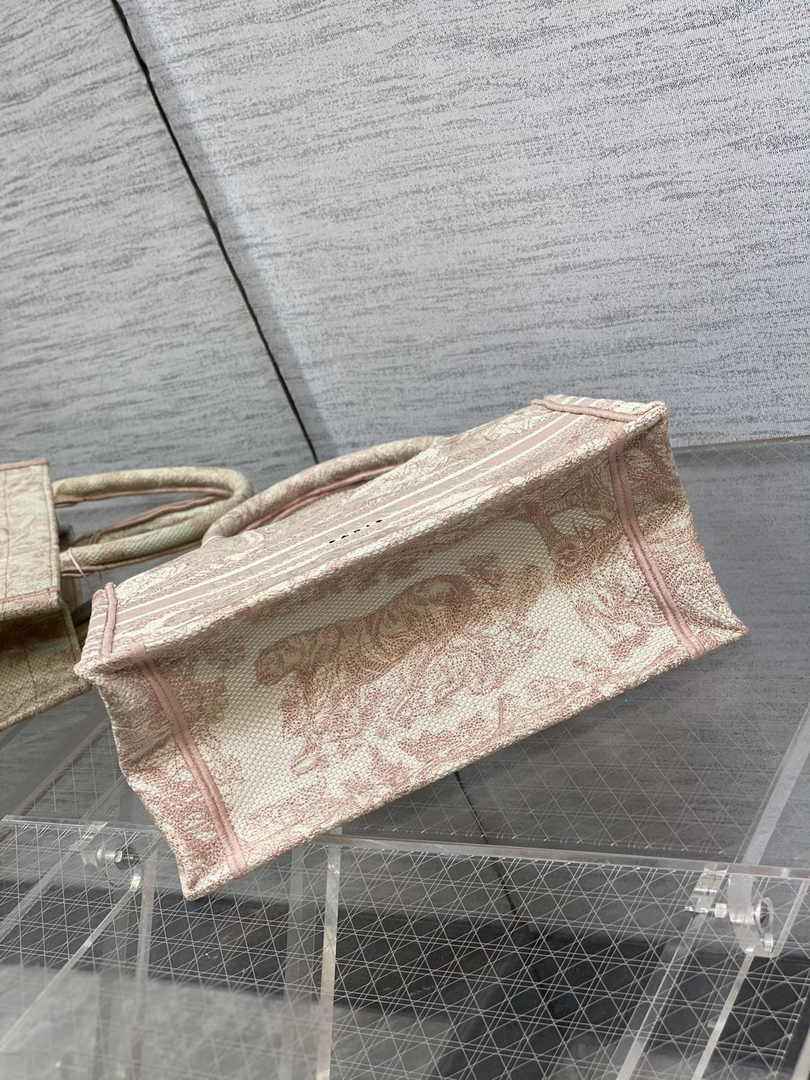 Dior Small Book Tote M1265 Pink Toile de Jouy Embroidery