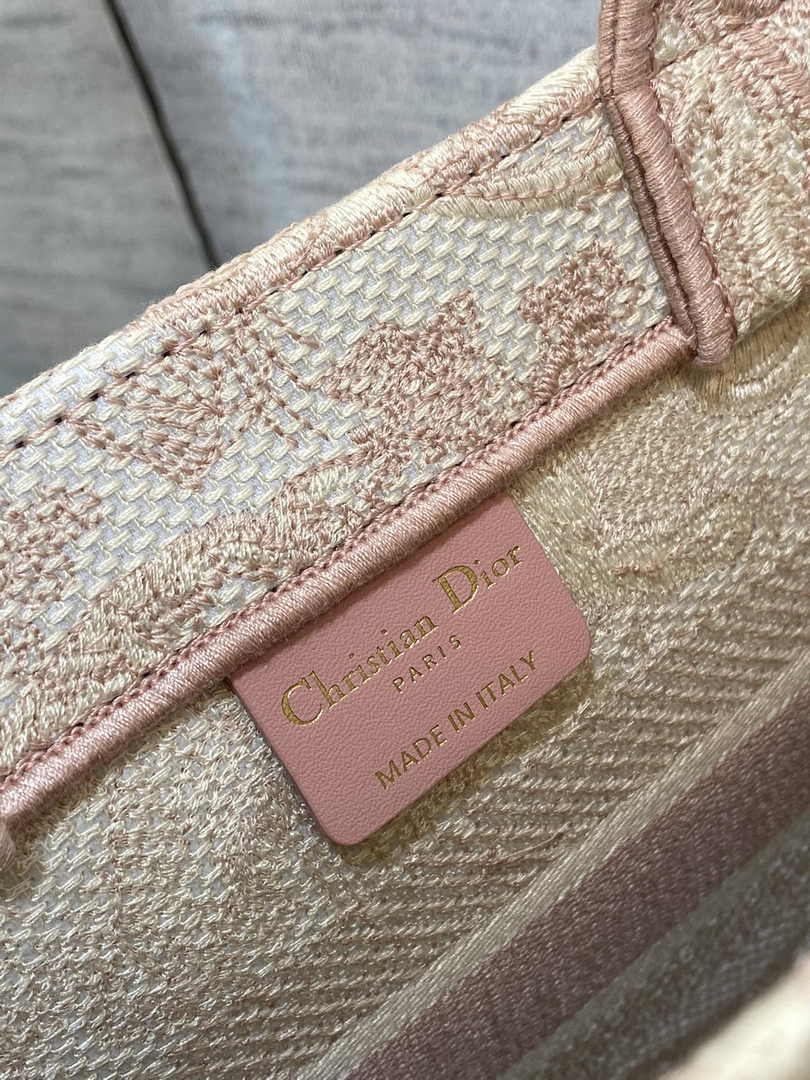 Dior Small Book Tote M1265 Pink Toile de Jouy Embroidery