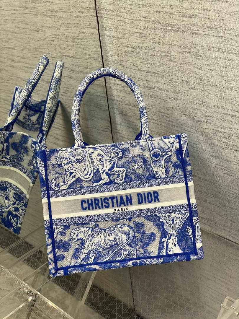 Dior Small Book Tote M1265 Toile de Jouy Embroidery M3532