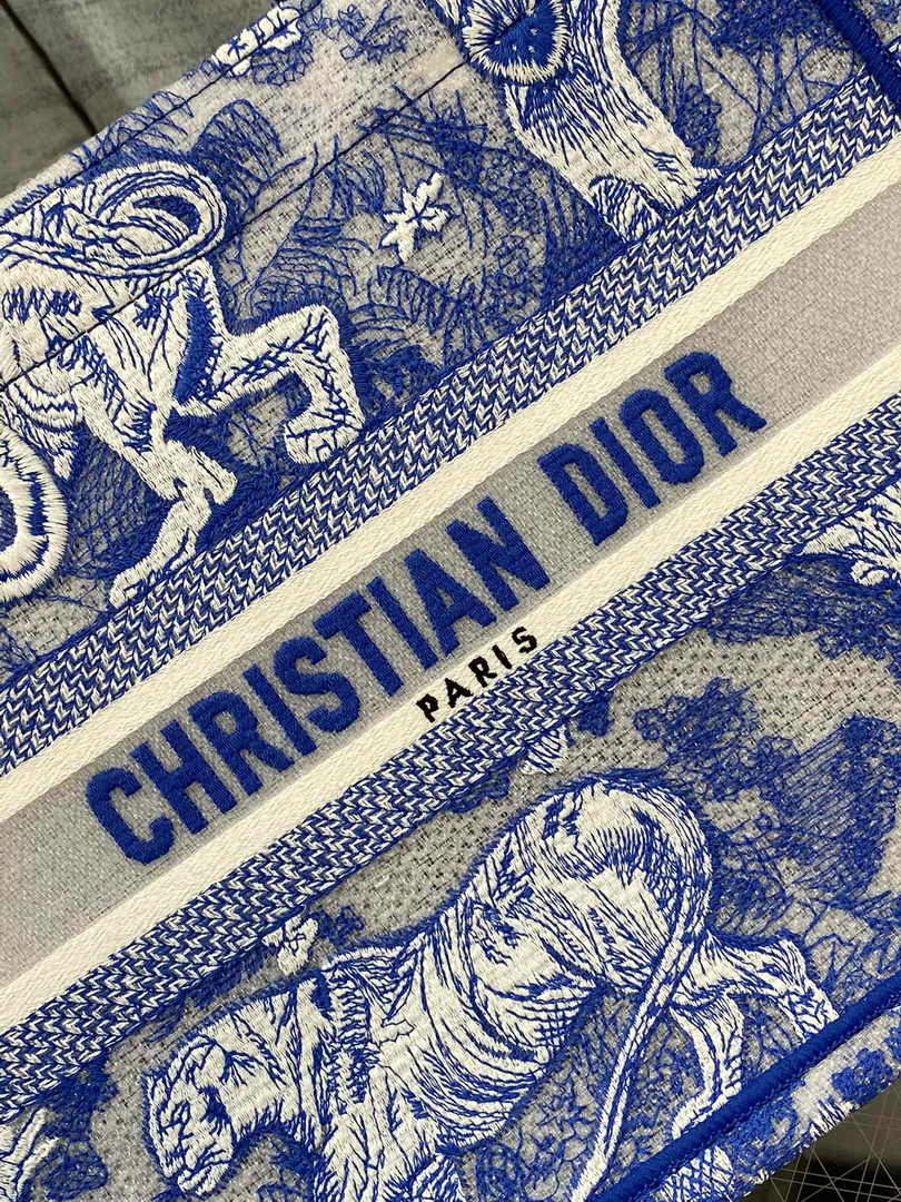 Dior Small Book Tote M1265 Toile de Jouy Embroidery M3532