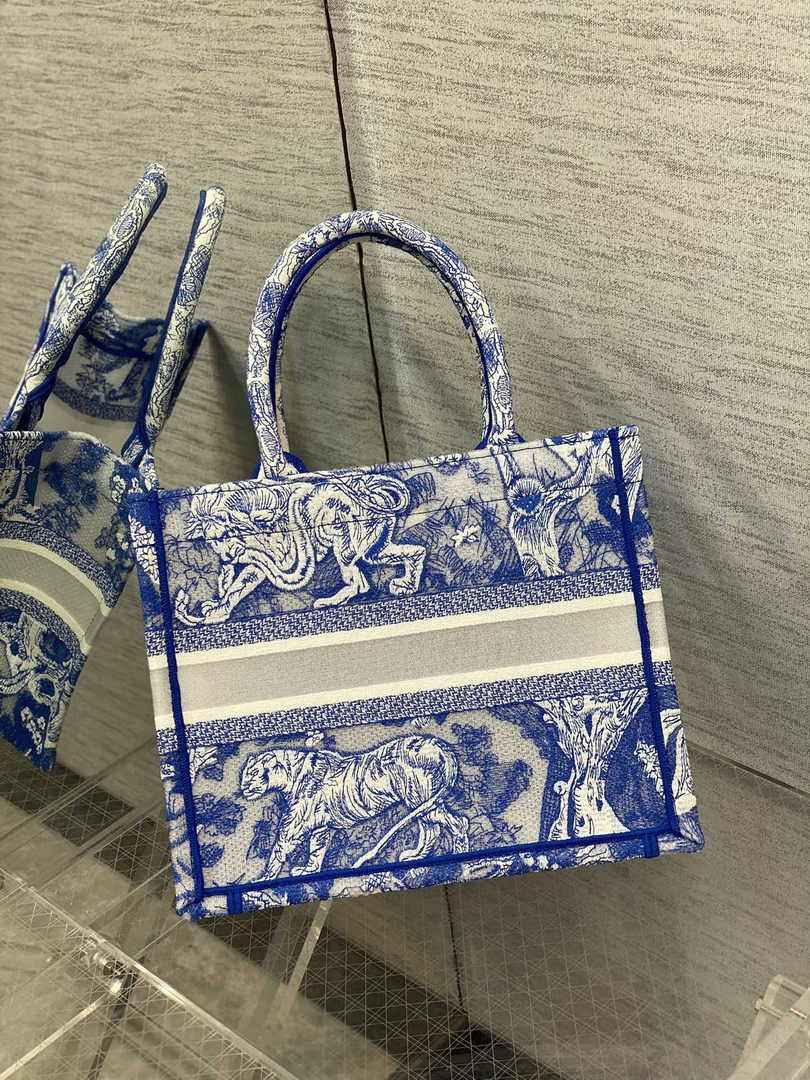 Dior Small Book Tote M1265 Toile de Jouy Embroidery M3532
