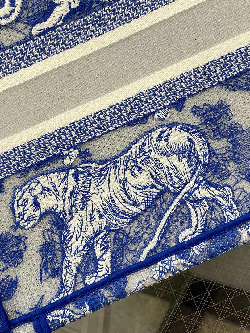 Dior Small Book Tote M1265 Toile de Jouy Embroidery M3532