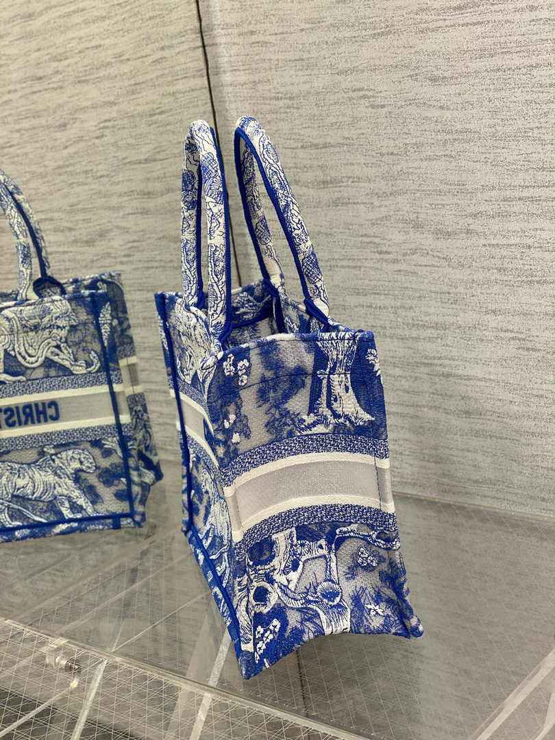 Dior Small Book Tote M1265 Toile de Jouy Embroidery M3532