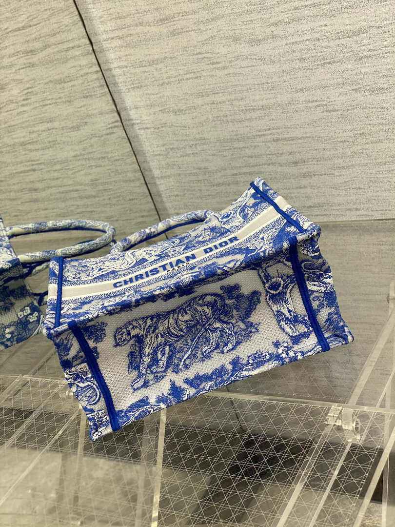 Dior Small Book Tote M1265 Toile de Jouy Embroidery M3532