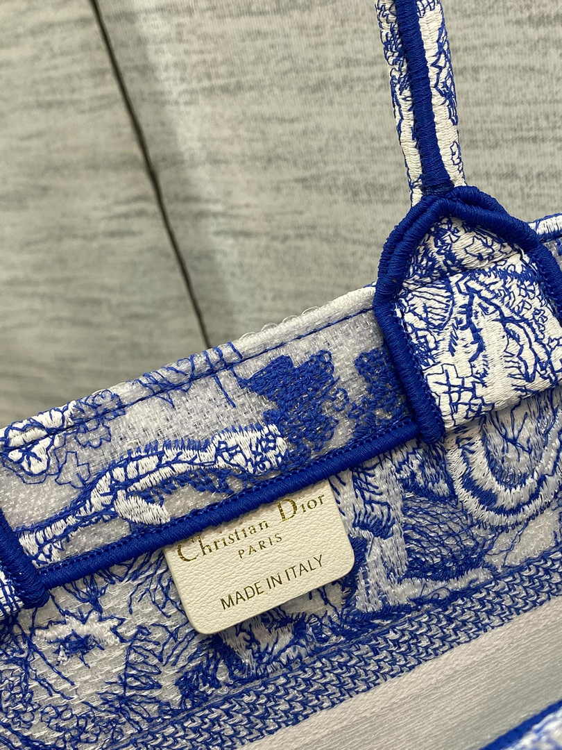 Dior Small Book Tote M1265 Toile de Jouy Embroidery M3532