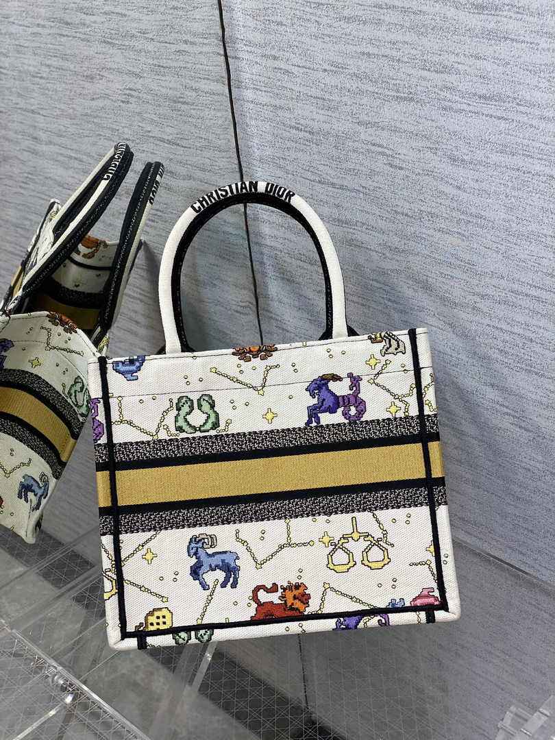 Dior Small Book Tote M1265 Toile de Jouy Embroidery M3520