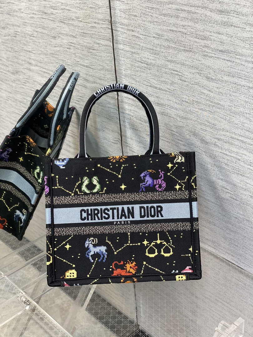 Dior Small Book Tote M1265 Toile de Jouy Embroidery M3521