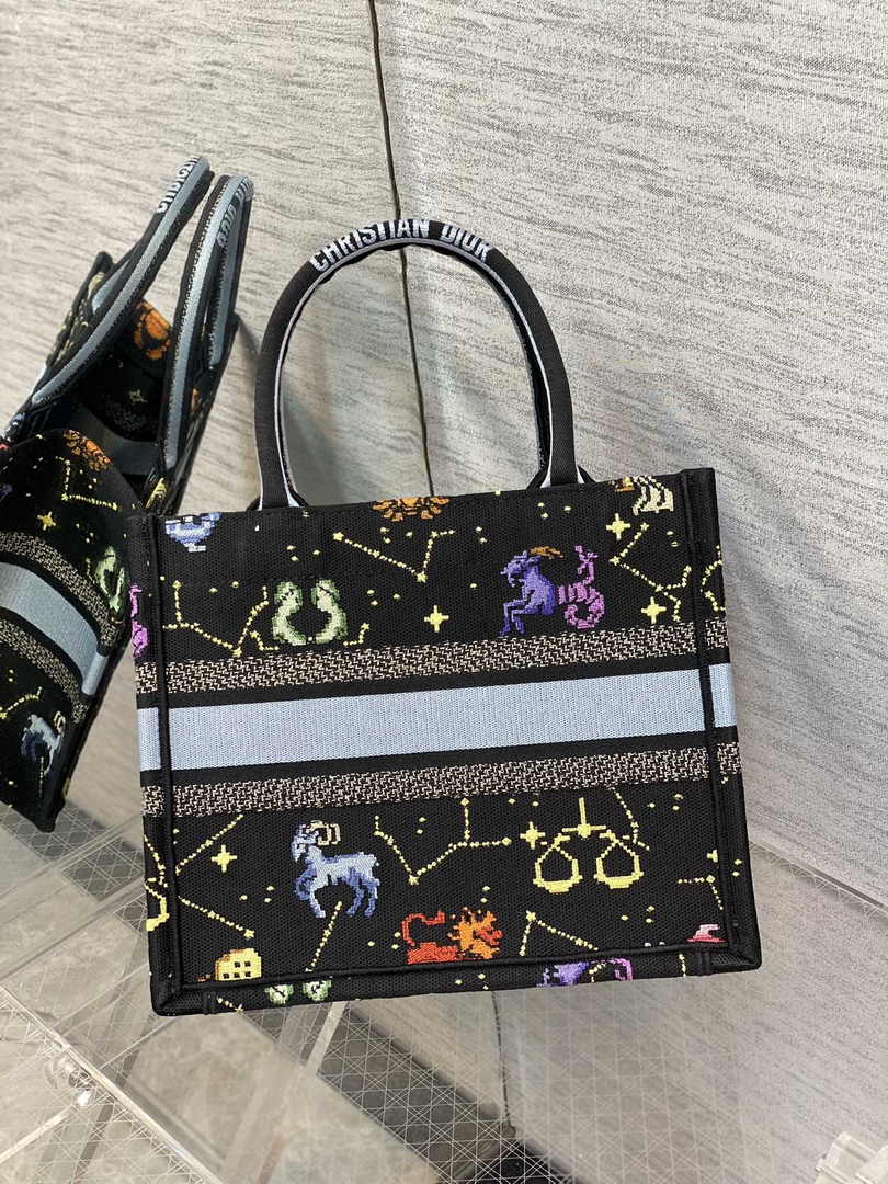 Dior Small Book Tote M1265 Toile de Jouy Embroidery M3521