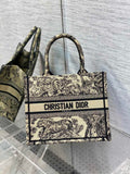 Dior Small Book Tote M1265 Beige Toile de Jouy Embroidery