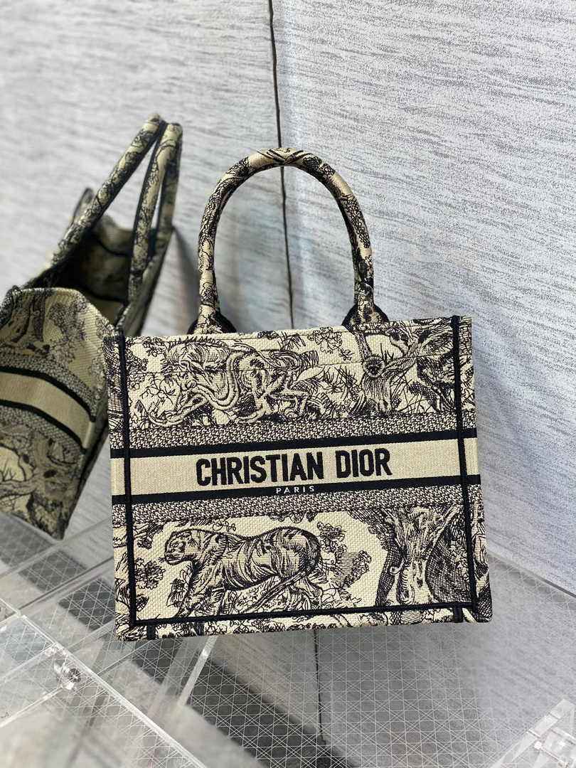 Dior Small Book Tote M1265 Beige Toile de Jouy Embroidery
