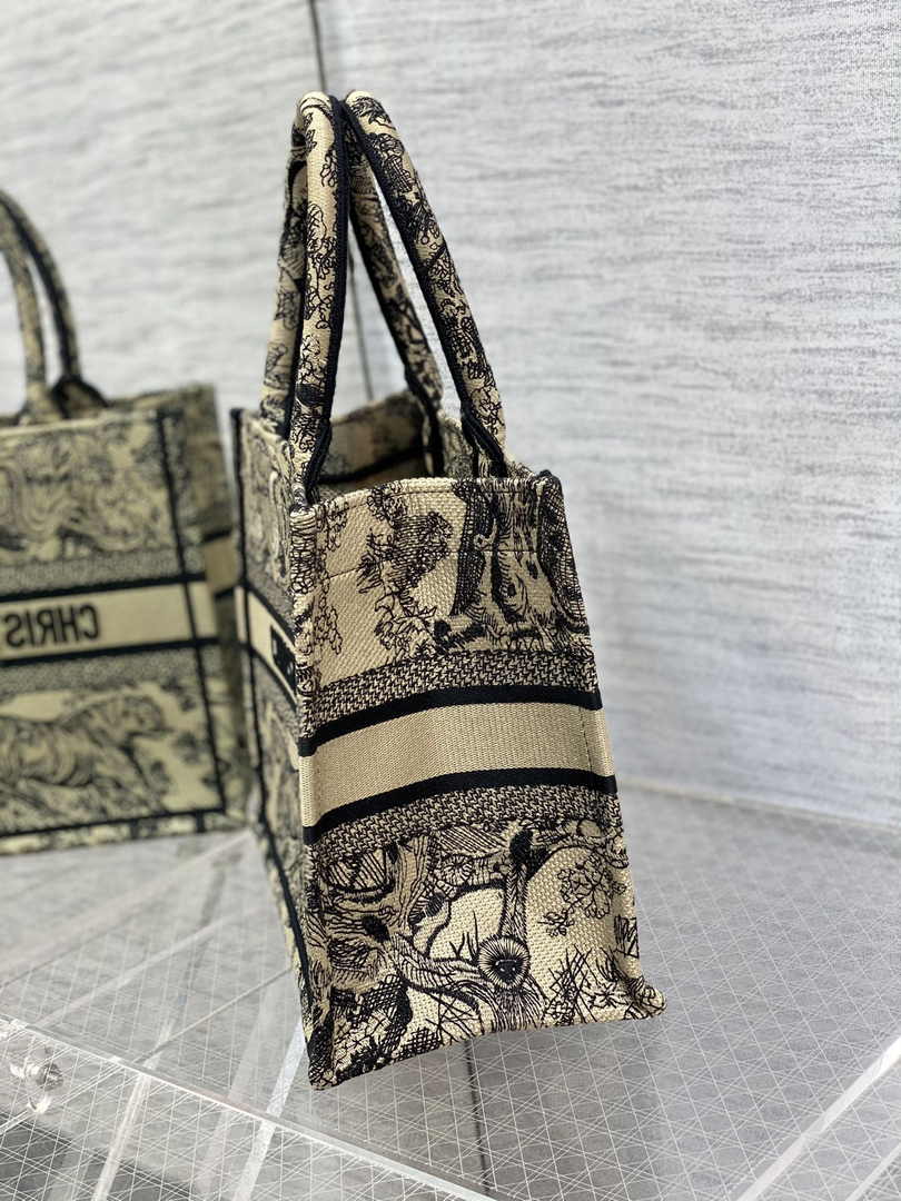 Dior Small Book Tote M1265 Beige Toile de Jouy Embroidery