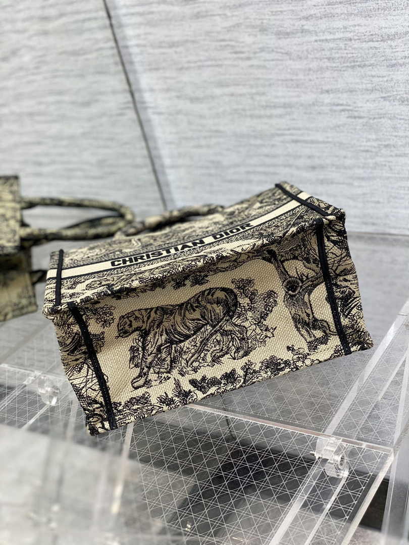 Dior Small Book Tote M1265 Beige Toile de Jouy Embroidery